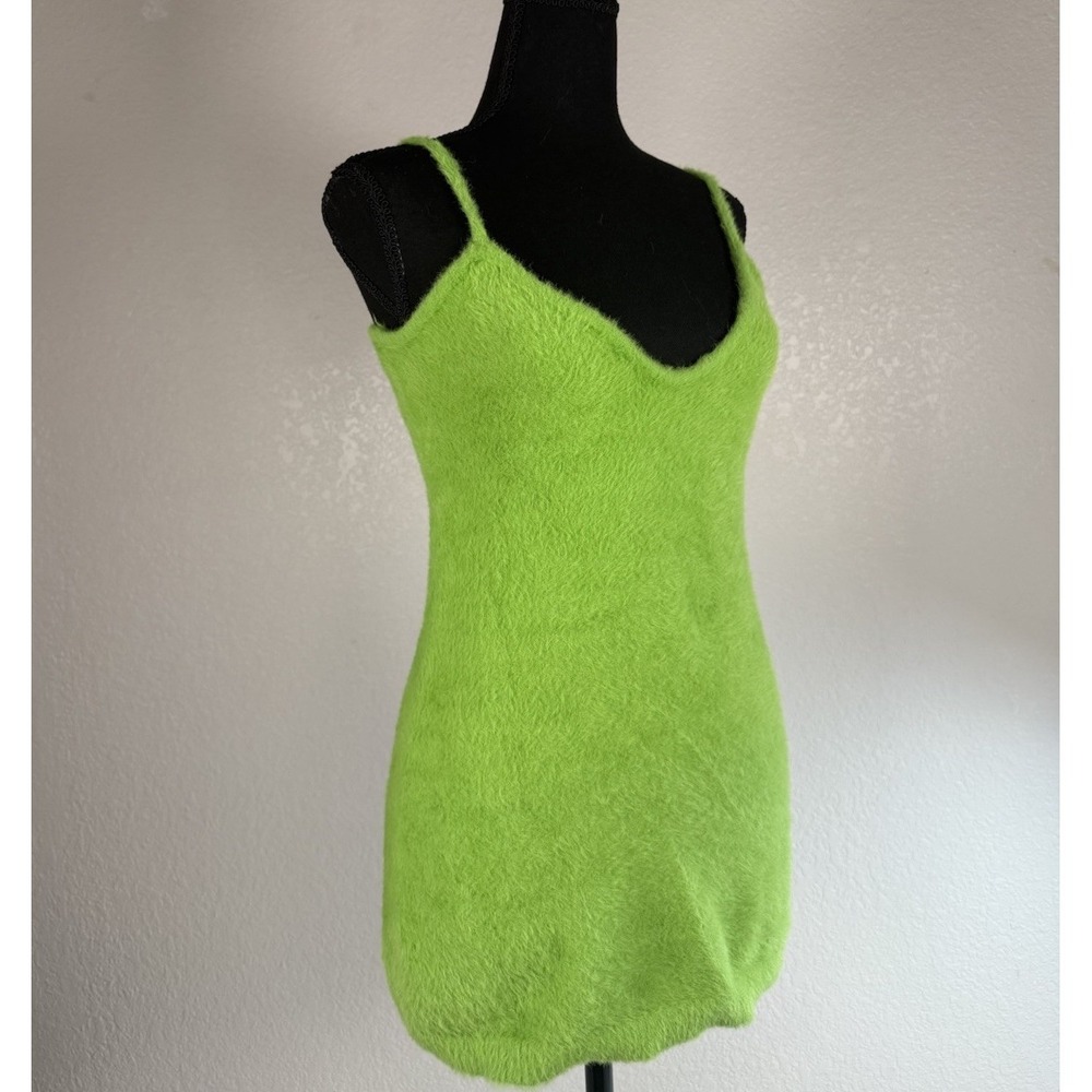 Savage X Fenty Fluff It Up Slip Lime Green Fuzzy Mini Dress No Size Measurements